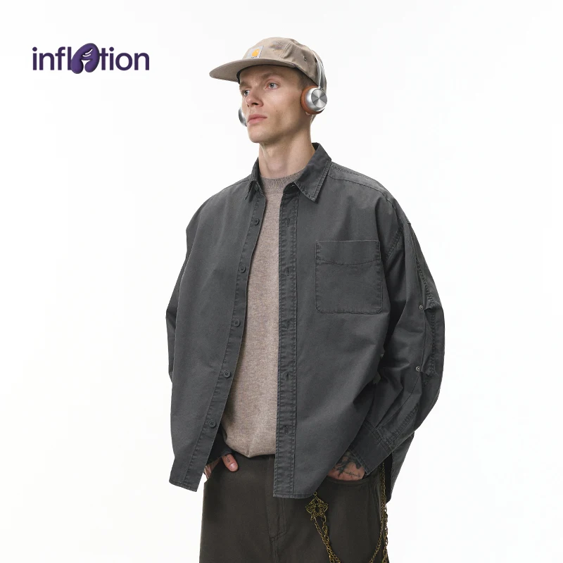 INFLATION Men's Washed Cargo Shirt 2025 Autumn American Vintage Collar Utility Shacket Multi-Pocket Long Sleeve Overshirt
INFLATION Men's Washed Cargo Shirt 2025 Autumn American Vintage Collar Utility Shacket Multi-Pocket Long Sleeve Overshirt