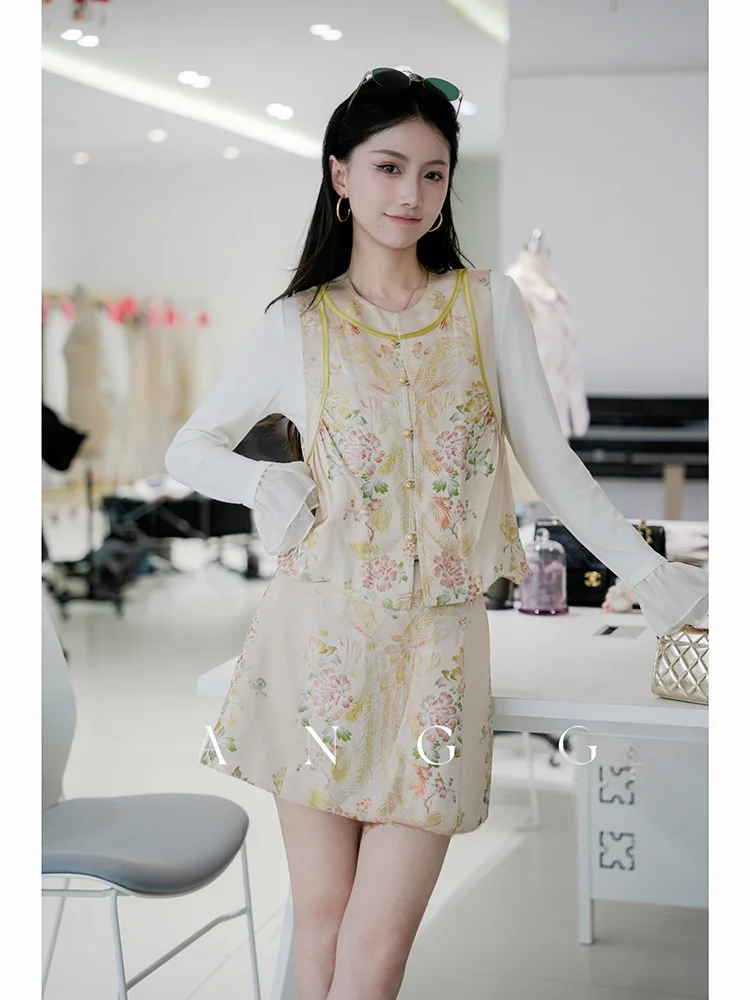 New Chinese Style Phoenix round Neck Vest Skirt Set Women's Hanfu Semi-skirt Ensemble Yang GZ Double Phoenix Good Luck
New Chinese Style Phoenix round Neck Vest Skirt Set Women's Hanfu Semi-skirt Ensemble Yang GZ Double Phoenix Good Luck
