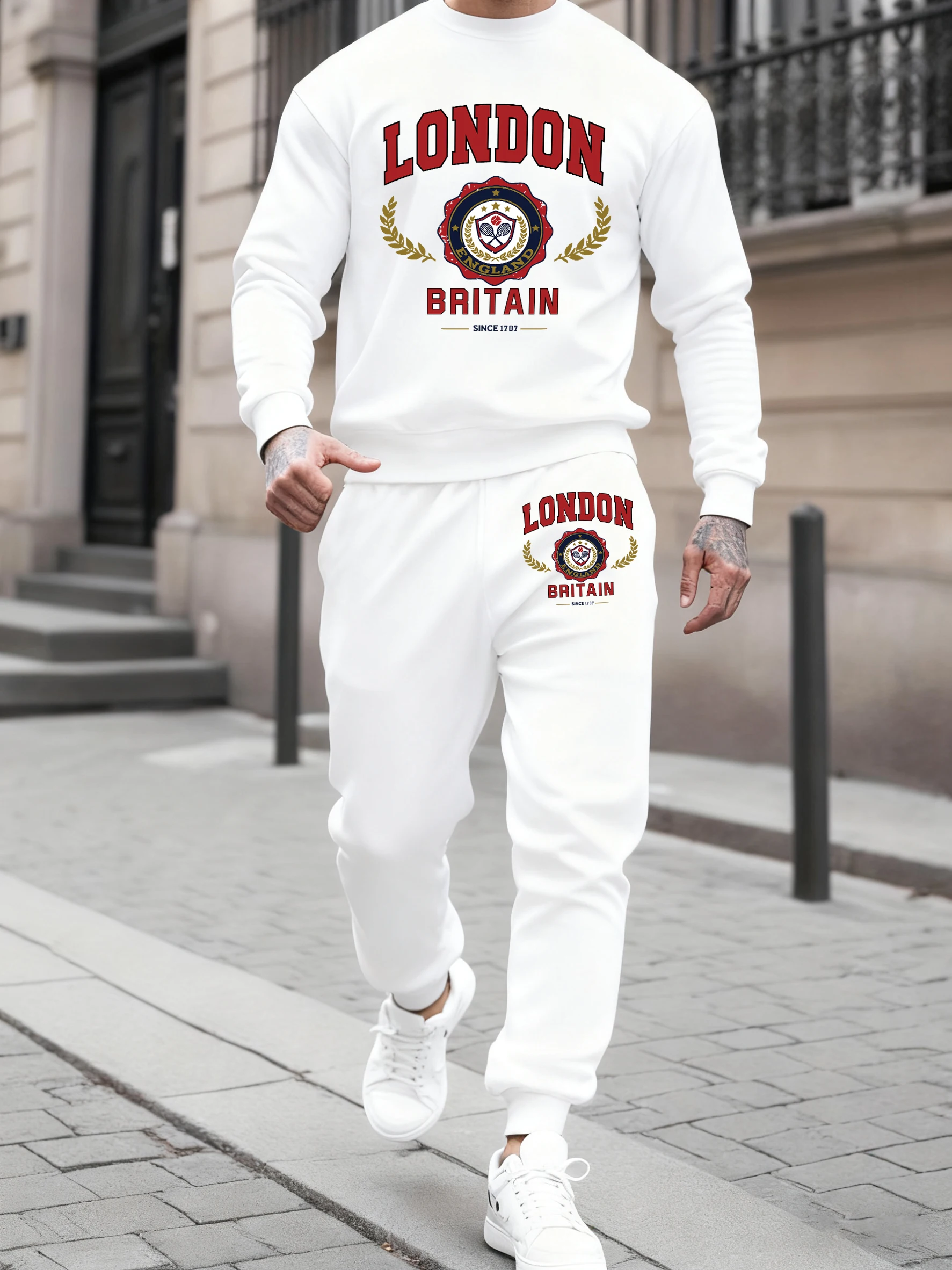 Мужской спортивный костюм с буквенным принтом в стиле Лондон, Великобритании, теплая флисовая толстовка с круглым вырезом, спортивная одежда, осенние мягкие брюки, повседневный спортивный комплект
Мужской спортивный костюм с буквенным принтом в стиле Лондон, Великобритании, теплая флисовая толстовка с круглым вырезом, спортивная одежда, осенние мягкие брюки, повседневный спортивный комплект