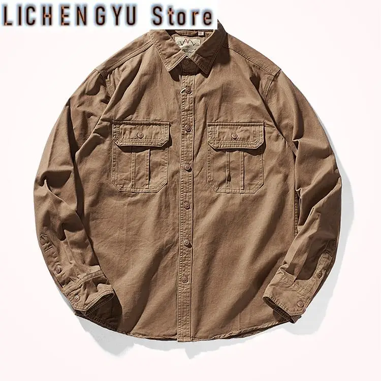 Autumn New American Retro Woven Tooling Shirt Men's Fashion Pure Cotton Washed Old Long Sleeve Double Pocket Casual Blouses Coat
Autumn New American Retro Woven Tooling Shirt Men's Fashion Pure Cotton Washed Old Long Sleeve Double Pocket Casual Blouses Coat