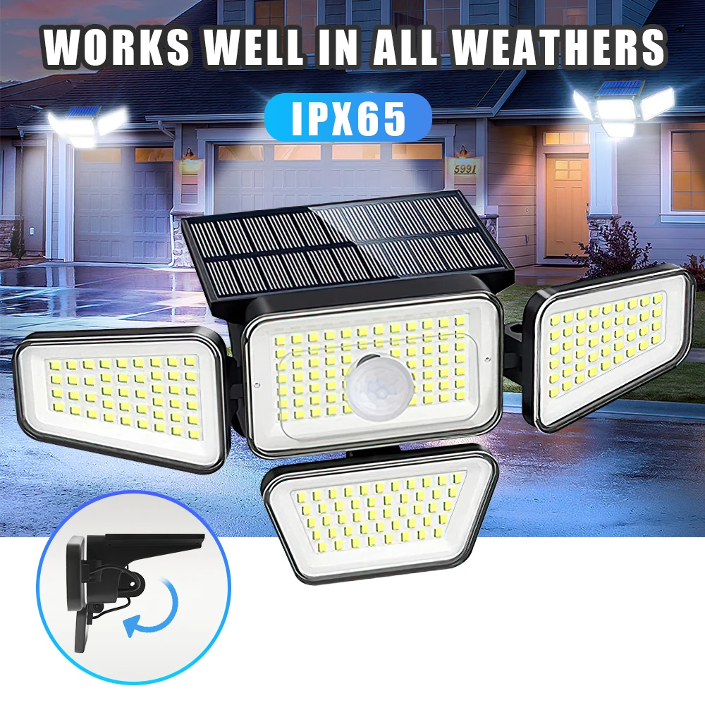 270LED Solar Led Wall Lights Intelligent Motion Sensor 4-Head Wall Lamp Waterproof For Courtyard Garden Decoration
270LED Solar Led Wall Lights Intelligent Motion Sensor 4-Head Wall Lamp Waterproof For Courtyard Garden Decoration