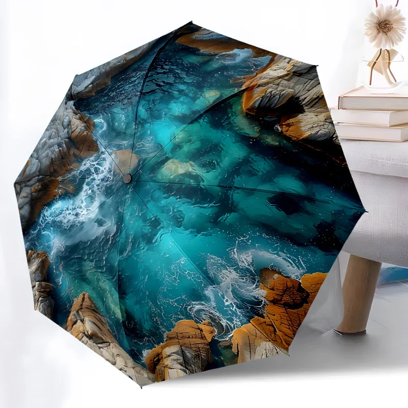 1pc Automatic Open/Close Umbrella with Ocean Wave & Coastal Rock Formation Design - 8-Rib Windproof Folding Umbrella, Compact
1pc Automatic Open/Close Umbrella with Ocean Wave & Coastal Rock Formation Design - 8-Rib Windproof Folding Umbrella, Compact