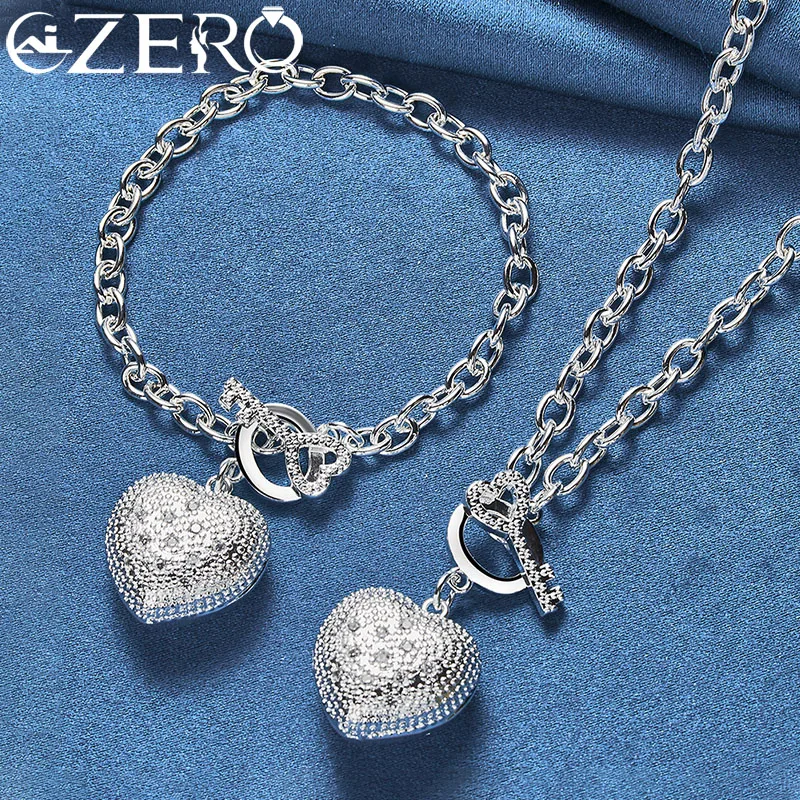 ALIZERO 925 Sterling Silver 2pcs Sets Heart AAA Zirconia Bracelet Necklace For Women Wedding Engagement Party Jewelry Set
ALIZERO 925 Sterling Silver 2pcs Sets Heart AAA Zirconia Bracelet Necklace For Women Wedding Engagement Party Jewelry Set