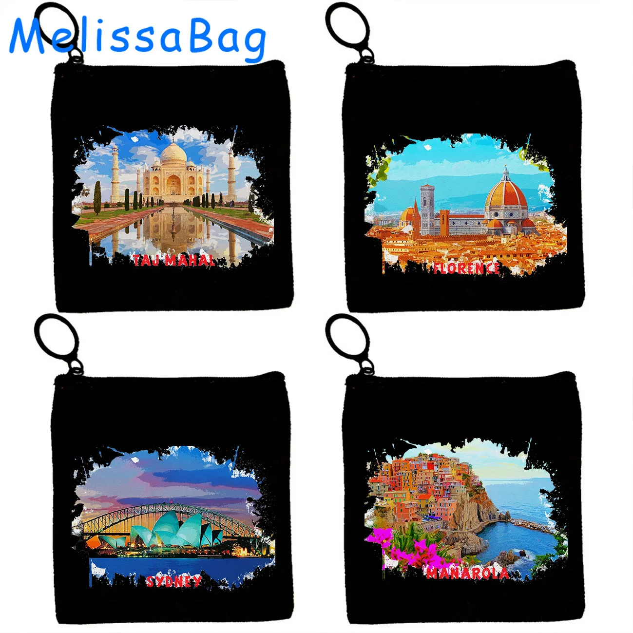 Sydney Australia Taj Mahal India Manarola Florence Italy Watercolor Painting Canvas Coin Purse Key Case Bag Wallet Zipper Pouch
Sydney Australia Taj Mahal India Manarola Florence Italy Watercolor Painting Canvas Coin Purse Key Case Bag Wallet Zipper Pouch