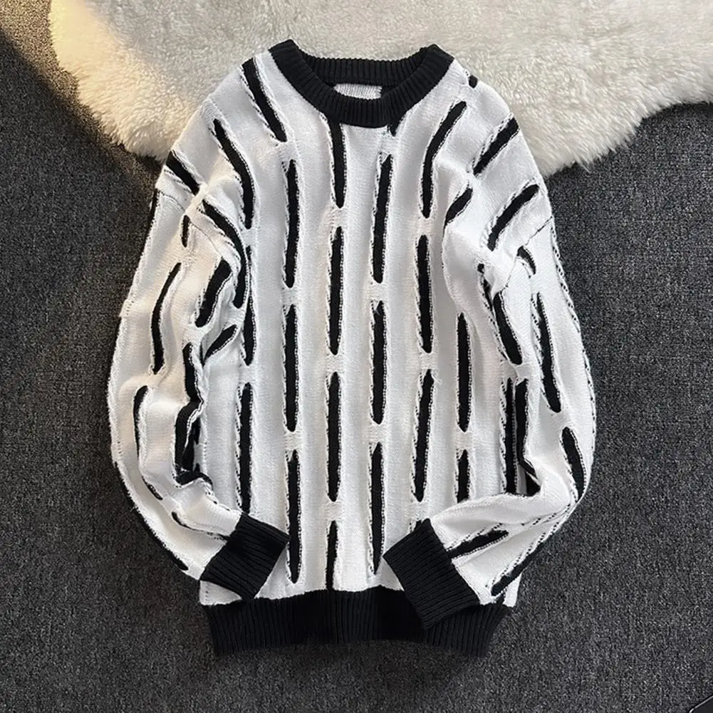 Ribbed Collar Sweater Men's Fall Winter Contrast Color Round Neck Knitted Sweater Loose Fit Pullover for Wear School for Comfort
Ribbed Collar Sweater Men's Fall Winter Contrast Color Round Neck Knitted Sweater Loose Fit Pullover for Wear School for Comfort