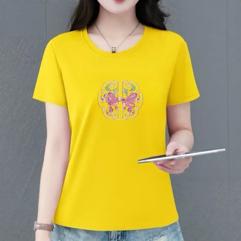 Casual Short Sleeve T-Shirt Women's Summer Fashion Slim Fit plus Size Pattern Elderly Women's Top Polyester Fiber
Casual Short Sleeve T-Shirt Women's Summer Fashion Slim Fit plus Size Pattern Elderly Women's Top Polyester Fiber