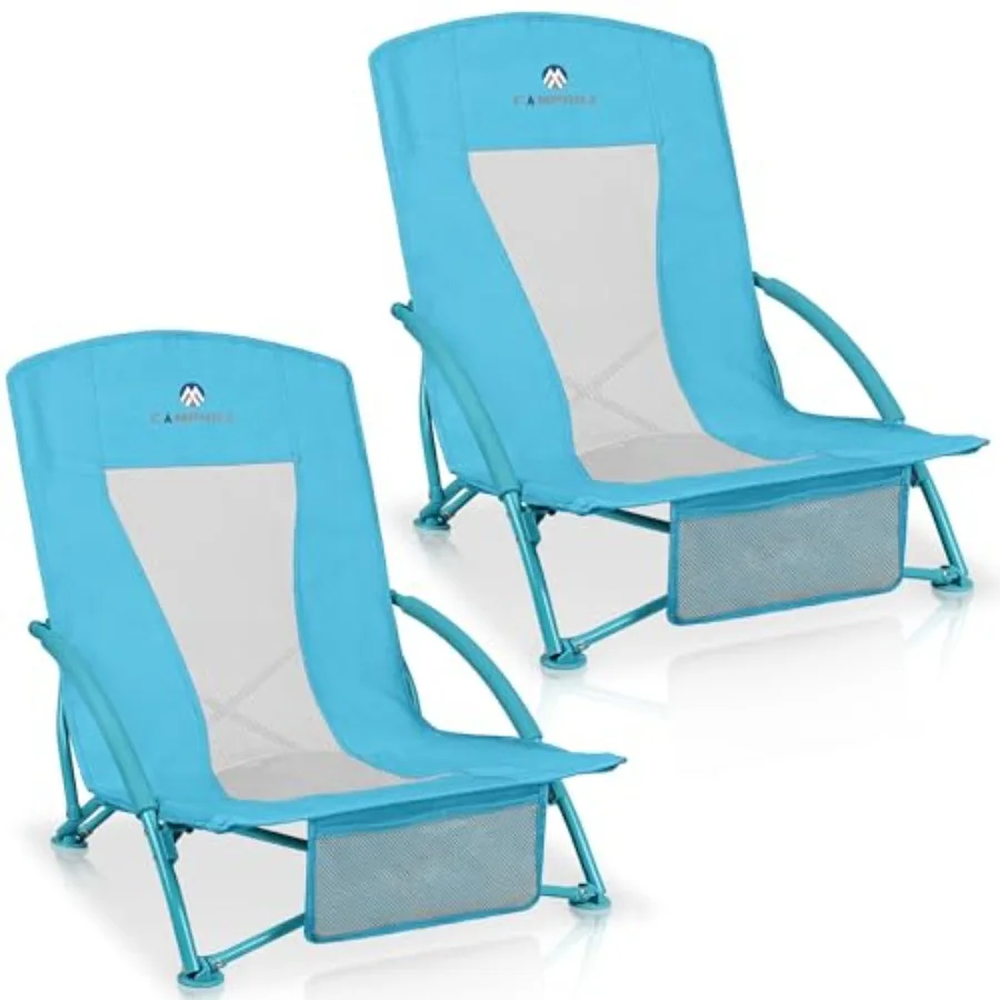 Outdoor low beach chairs 2 pack for adults: blue heavy-duty folding chairs with mesh back and storage bag, ideal for sand, trav
Outdoor low beach chairs 2 pack for adults: blue heavy-duty folding chairs with mesh back and storage bag, ideal for sand, trav