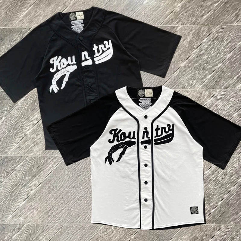 Japanese Style Kapital Shirt Casual Bone Letter Embroidery Loose Baseball Short Sleeved V-neck Shirt Men's Women's Clothing
Japanese Style Kapital Shirt Casual Bone Letter Embroidery Loose Baseball Short Sleeved V-neck Shirt Men's Women's Clothing