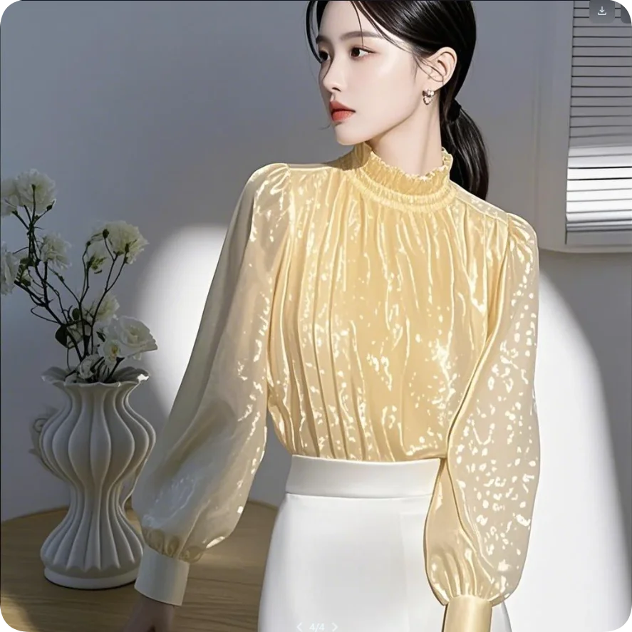 Women Clothing 2025 Autumn New Temperament Pleated Half Height Collar Long Sleeve Blouse Ladies Fashion Pullover Women's Shirt
Women Clothing 2025 Autumn New Temperament Pleated Half Height Collar Long Sleeve Blouse Ladies Fashion Pullover Women's Shirt