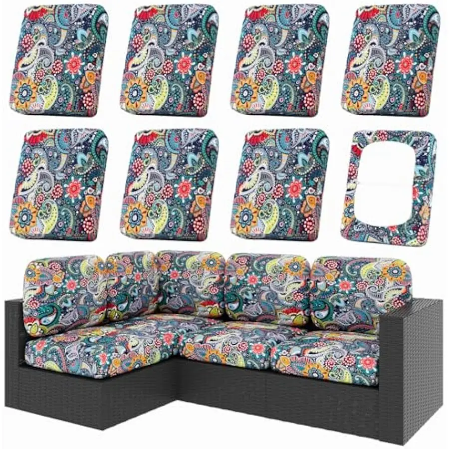 hyha 8Pcs Patio Cushion Covers, Stretch Outdoor Couch Cushion Covers Replacement, Washable Outdoor Chair/Sofa Slipcovers for Pat
hyha 8Pcs Patio Cushion Covers, Stretch Outdoor Couch Cushion Covers Replacement, Washable Outdoor Chair/Sofa Slipcovers for Pat