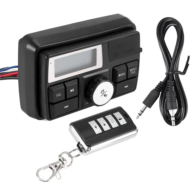 A96E-Motorcycle Audio MP3 Radio Sound System Stereo Speakers Bluetooth Waterproof FM 5 EQ Functions LCD Display USB/SD/TF
A96E-Motorcycle Audio MP3 Radio Sound System Stereo Speakers Bluetooth Waterproof FM 5 EQ Functions LCD Display USB/SD/TF