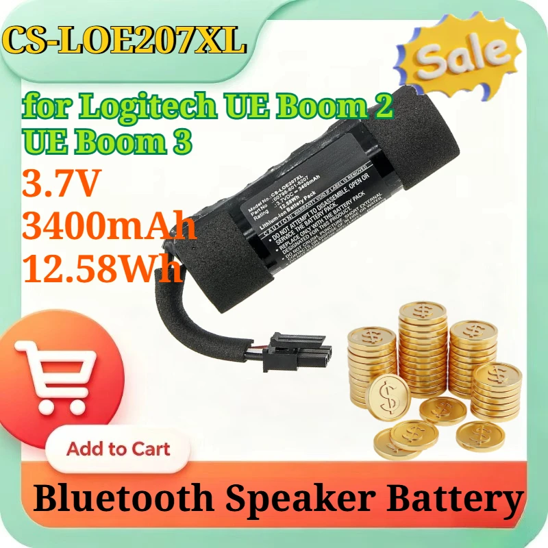 CS-LOE207XL 3.7V 3400mAh 12.58Wh 533-000104 00798-601-8207 Li-ion Replacement Battery for Logitech UE Boom 2 UE Boom 3 Speaker
CS-LOE207XL 3.7V 3400mAh 12.58Wh 533-000104 00798-601-8207 Li-ion Replacement Battery for Logitech UE Boom 2 UE Boom 3 Speaker