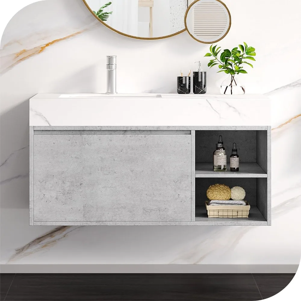 36 Inch Floating Bathroom Vanity With Sintered Stone Shelf Wall Mounted Bathroom Storge Cabinet Organizer Furniture Home
36 Inch Floating Bathroom Vanity With Sintered Stone Shelf Wall Mounted Bathroom Storge Cabinet Organizer Furniture Home