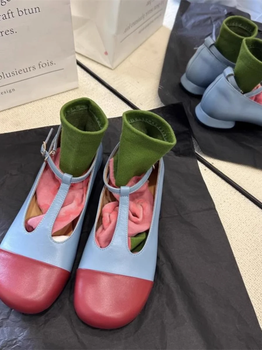 Retro Color Blo Mary Jane Flat Bot Faion Single oes Women's round Head Slip-On oes Roman Sle T-Strap Rubber Outsole
Retro Color Blo Mary Jane Flat Bot Faion Single oes Women's round Head Slip-On oes Roman Sle T-Strap Rubber Outsole