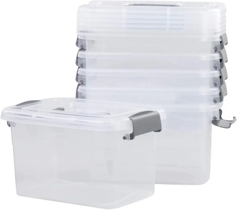 6-Pack Home Storage Bins, Plastic Container, Latching Box with Handle (Grey handle)
6-Pack Home Storage Bins, Plastic Container, Latching Box with Handle (Grey handle)