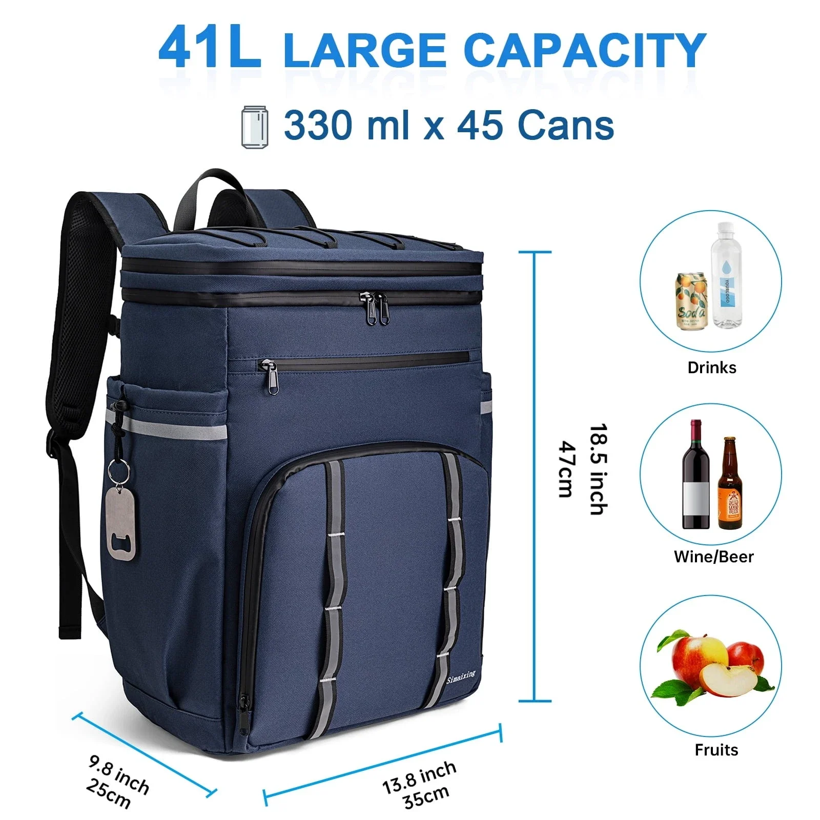 Cooler Backpack 45 Can, Soft Insulated Waterproof Backpack for Camping Beach Hiking Shopping, Blue Lunch Bag for Men Women
Cooler Backpack 45 Can, Soft Insulated Waterproof Backpack for Camping Beach Hiking Shopping, Blue Lunch Bag for Men Women