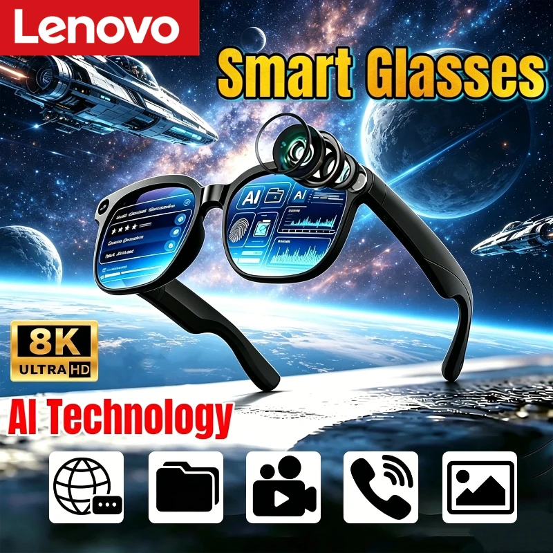 Lenovo AI Smart Glasses 8K Touch Control Photo Camera Recording Voice Assistant Translator Music Wireless Bluetooth Sunglasses
Lenovo AI Smart Glasses 8K Touch Control Photo Camera Recording Voice Assistant Translator Music Wireless Bluetooth Sunglasses