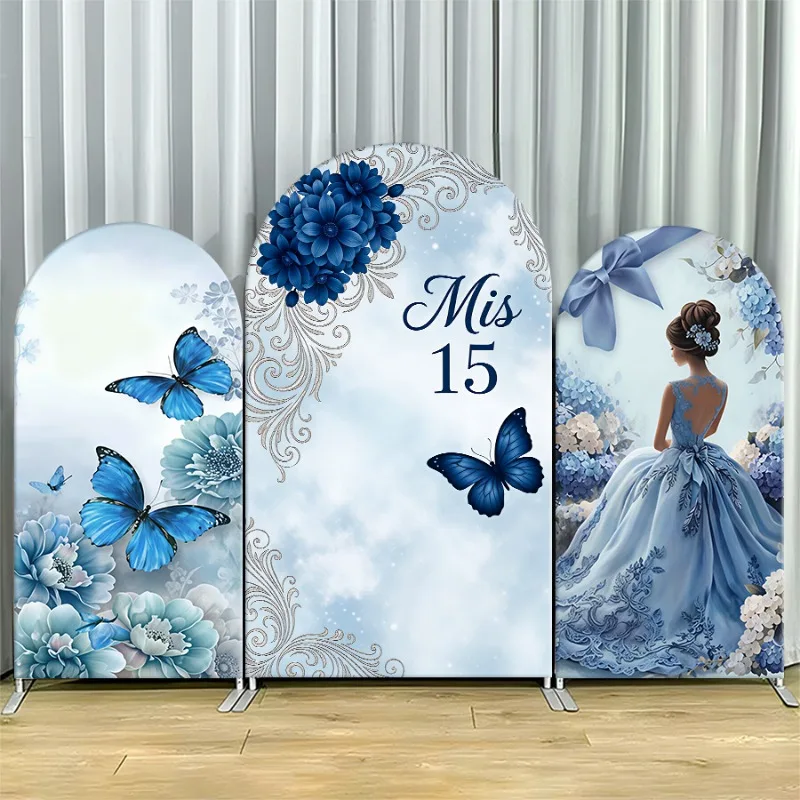Arch Backdrop Cover Single Side Blue Floral Butterfly Mis 15 Silver Ornaments Party Decoration Photo Booth Background Event Room
Arch Backdrop Cover Single Side Blue Floral Butterfly Mis 15 Silver Ornaments Party Decoration Photo Booth Background Event Room