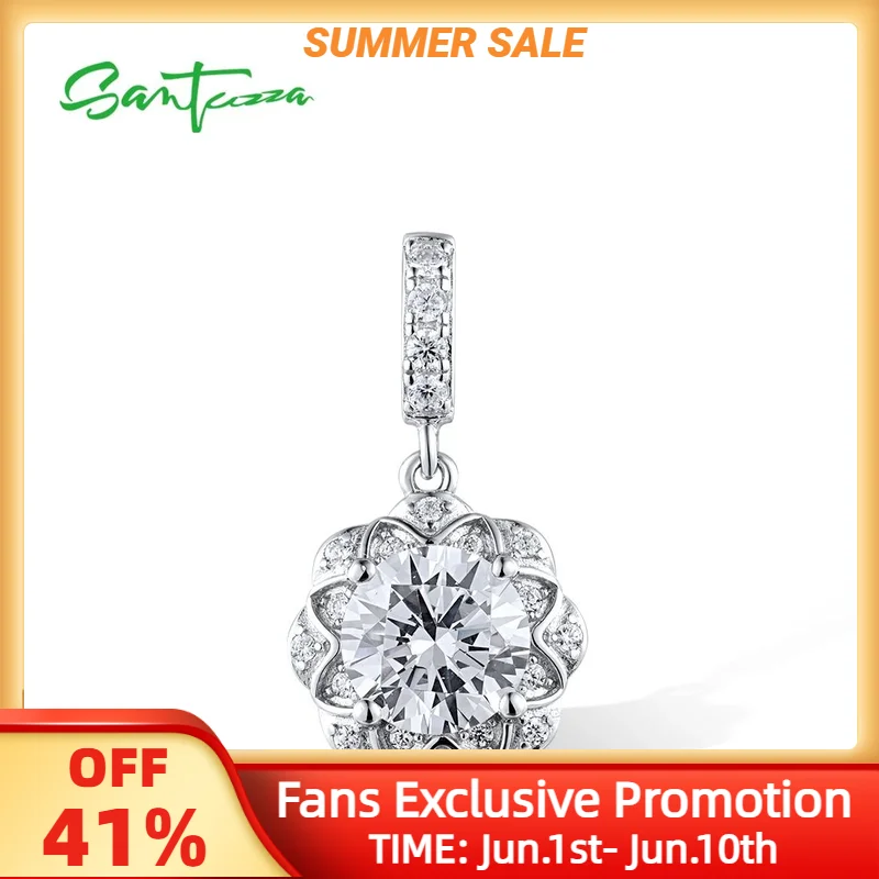 SANTUZZA Real 925 Sterling Silver Pendant For Women Sparkling White Cubic Zirconia Fantastic Party Wedding Gifts Fine Jewelry
SANTUZZA Real 925 Sterling Silver Pendant For Women Sparkling White Cubic Zirconia Fantastic Party Wedding Gifts Fine Jewelry