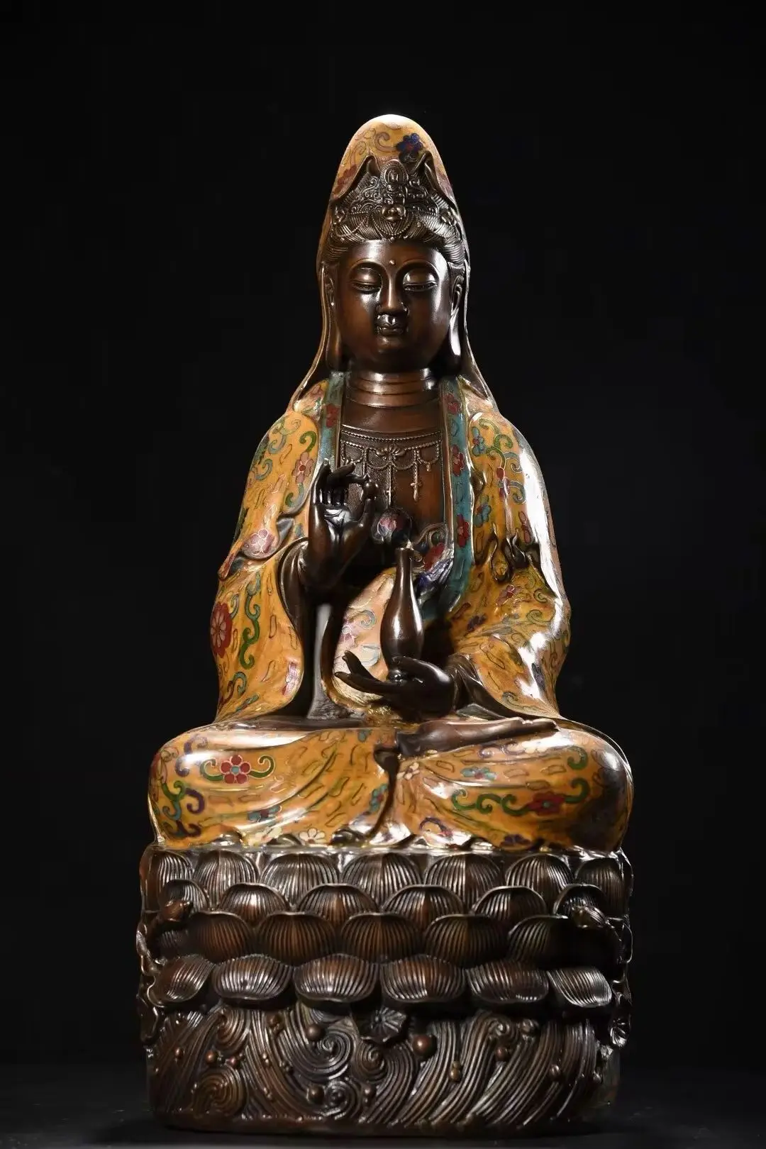 20"Tibetan Temple Collection Bronze Cloisonne Guanyin Bodhisattva Buddha Double Lotus Platform Worship Hall Town house
20"Tibetan Temple Collection Bronze Cloisonne Guanyin Bodhisattva Buddha Double Lotus Platform Worship Hall Town house