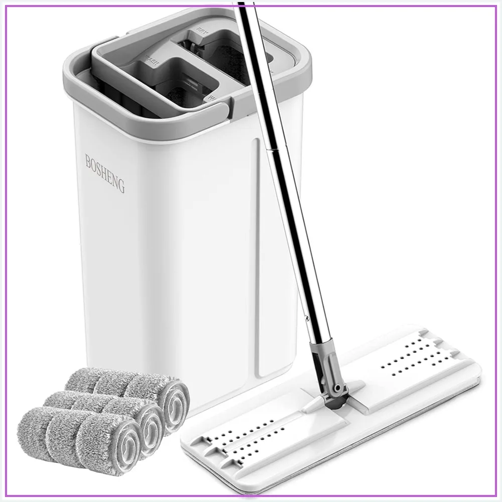 Mop and Bucket with Wringer Set, Hands Free Flat Floor Mop, 3 Washable Microfiber Pads, Wet Dry Use for Home All Floor Types
Mop and Bucket with Wringer Set, Hands Free Flat Floor Mop, 3 Washable Microfiber Pads, Wet Dry Use for Home All Floor Types