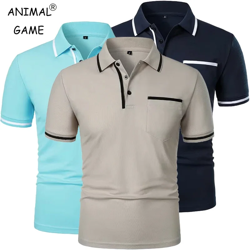 Summer Men's Short Sleeve Breathable T Shirts Solid Color Lightweight Polo Shirt Trendy Loose Basic Splice Top with Pockets
Summer Men's Short Sleeve Breathable T Shirts Solid Color Lightweight Polo Shirt Trendy Loose Basic Splice Top with Pockets