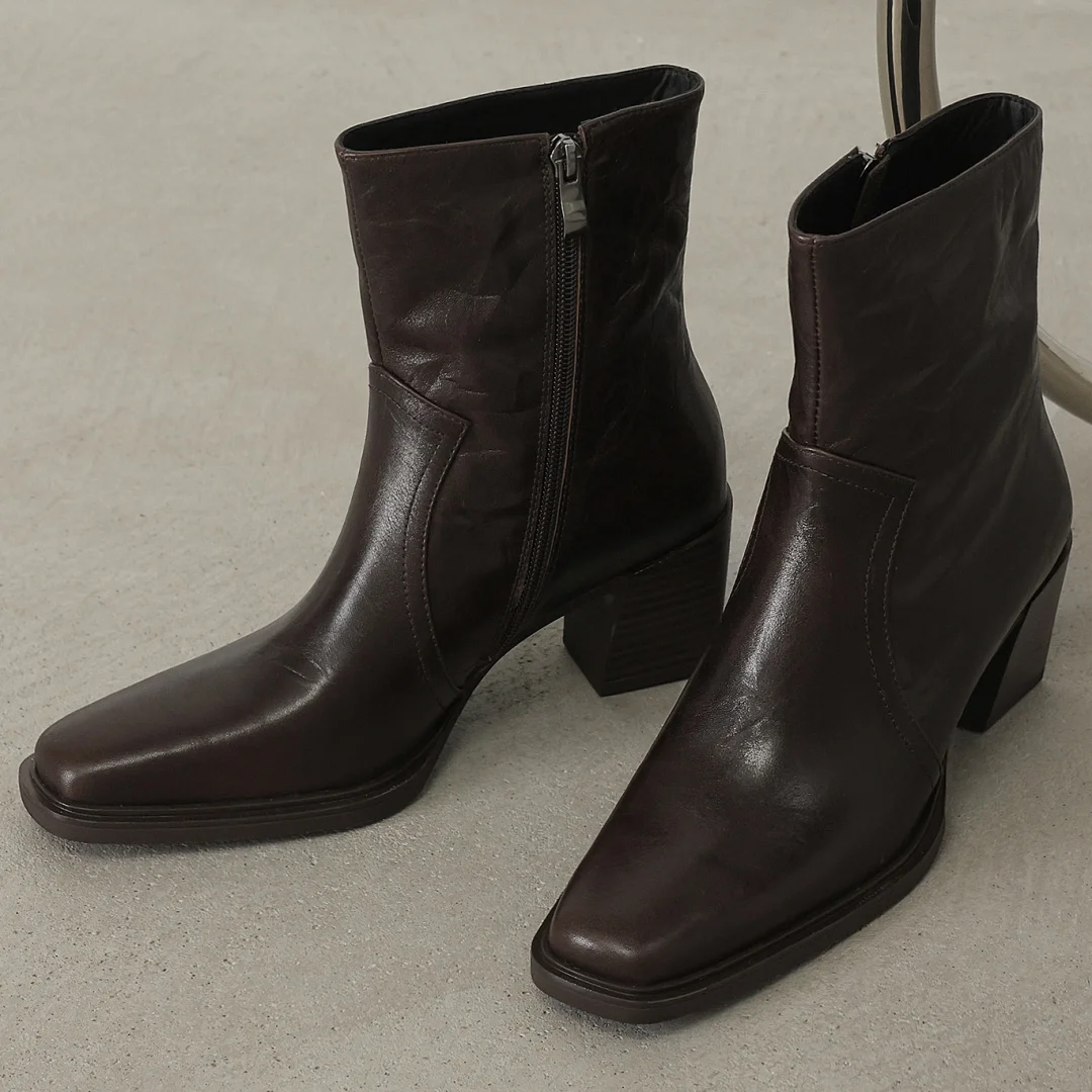 Women's cow leather square toe side zip autumn ankle boots 6cm thick high heel elegant ladies OL style daily dress short booties
Women's cow leather square toe side zip autumn ankle boots 6cm thick high heel elegant ladies OL style daily dress short booties