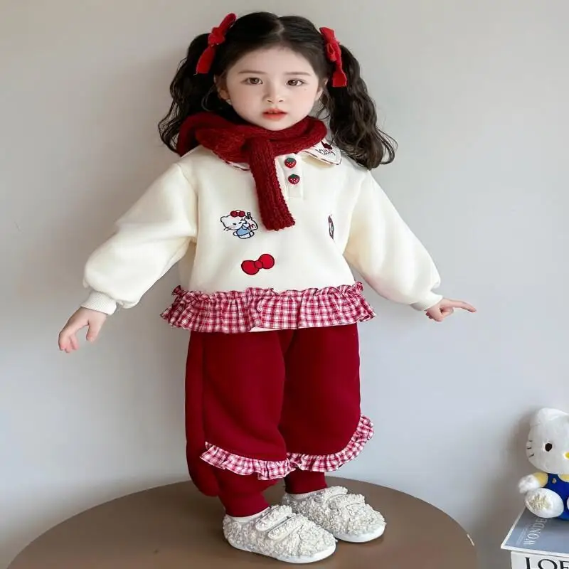 Hello Kitty Girls' Set 2025 New Autumn and Winter Children's Plush Western Style Fashionable Hoodie and Casual Pants Sanrio Sets
Hello Kitty Girls' Set 2025 New Autumn and Winter Children's Plush Western Style Fashionable Hoodie and Casual Pants Sanrio Sets