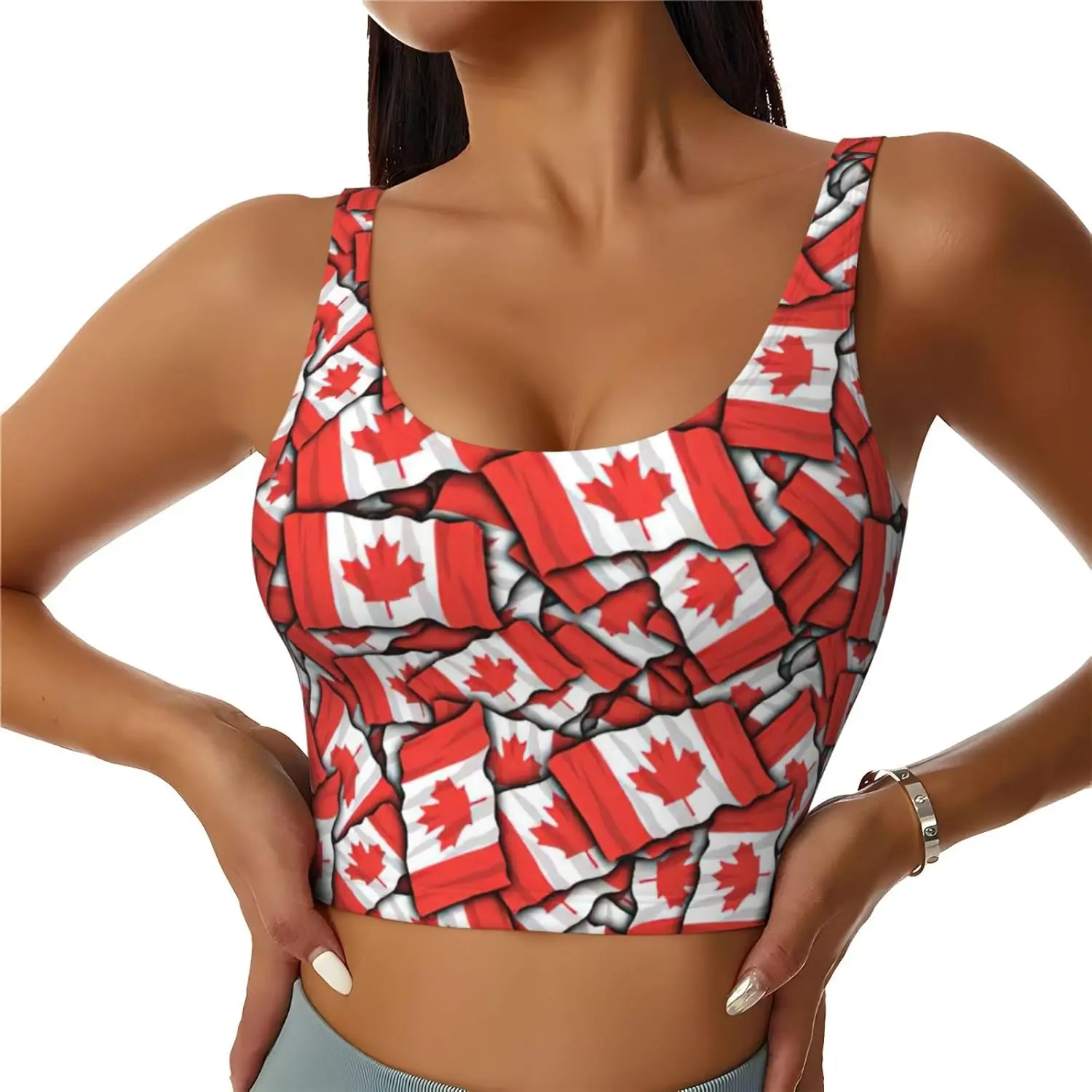 Women's Canadian Flag Print Sports Tank Top,Lightweight Yoga Vest with Removable Padding
Women's Canadian Flag Print Sports Tank Top,Lightweight Yoga Vest with Removable Padding