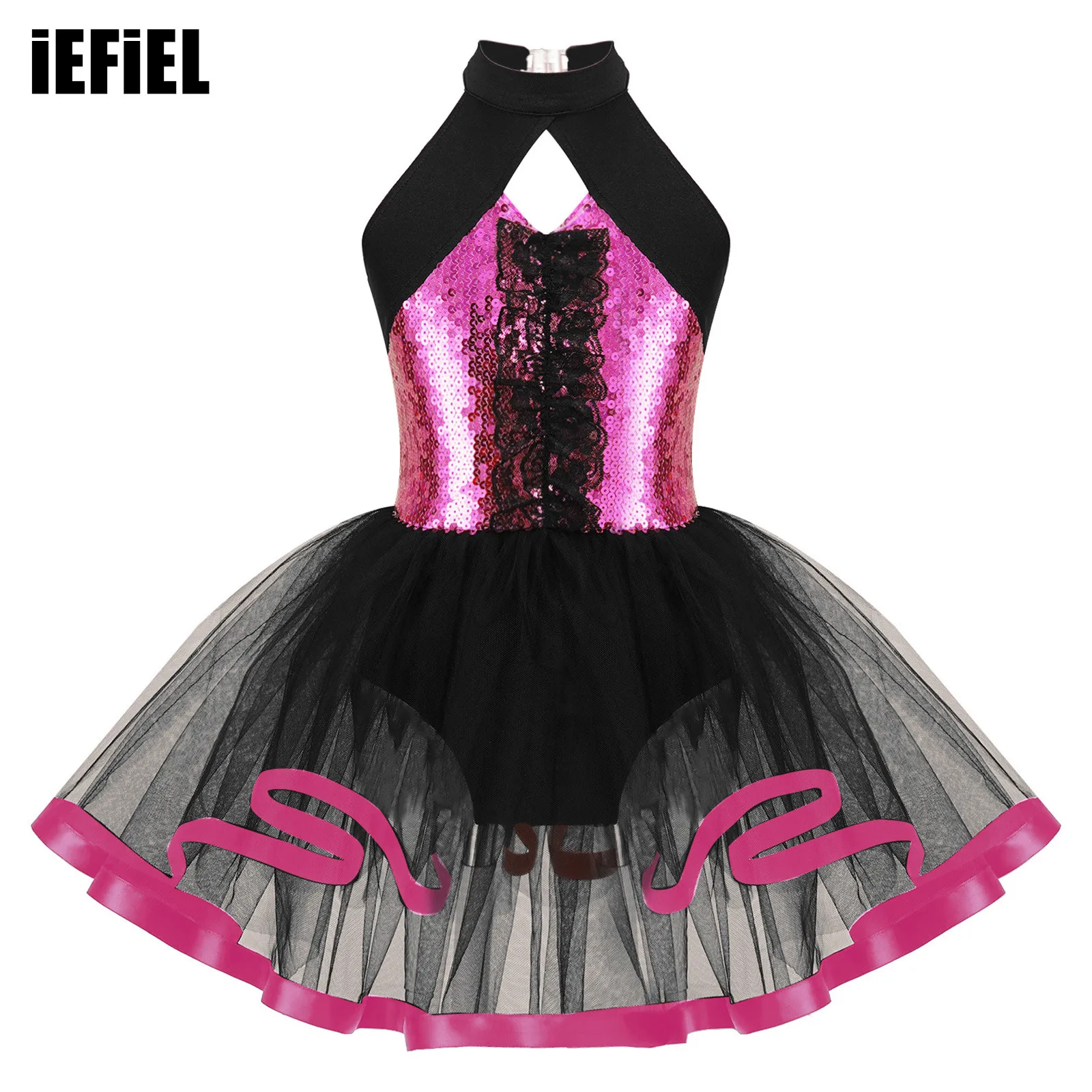 Kids Girls Shiny Sequins Ruffle Lace Tutu Mesh Dance Dress Stylish Clothing Sleeveless Round Collar Decorated Straps Hollow Back
Kids Girls Shiny Sequins Ruffle Lace Tutu Mesh Dance Dress Stylish Clothing Sleeveless Round Collar Decorated Straps Hollow Back