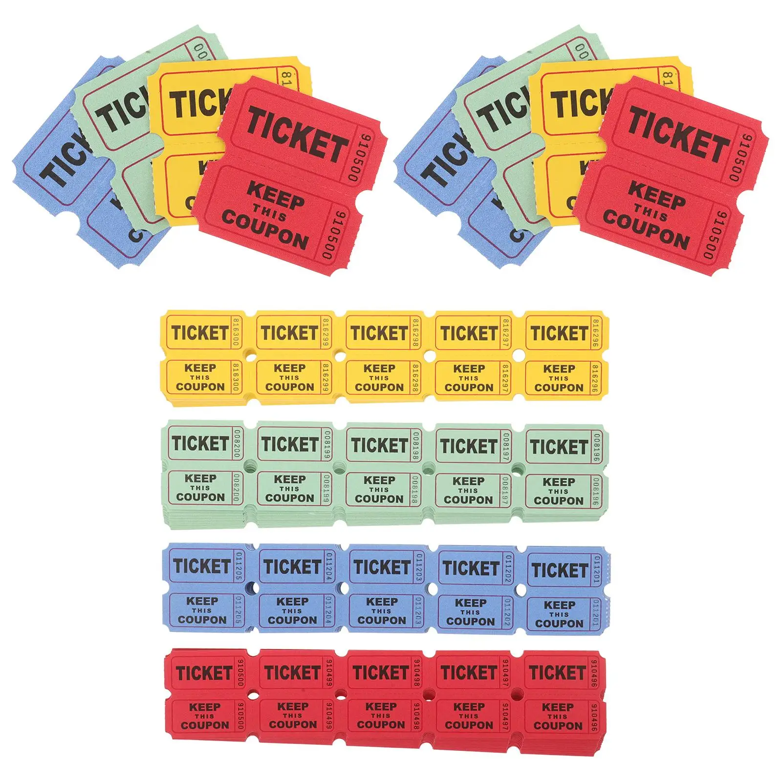 400 Pcs Raffle Tickets Colorful Red Blue Yellow Green Lottery Number Double Roll for Events Celebrations Games
400 Pcs Raffle Tickets Colorful Red Blue Yellow Green Lottery Number Double Roll for Events Celebrations Games