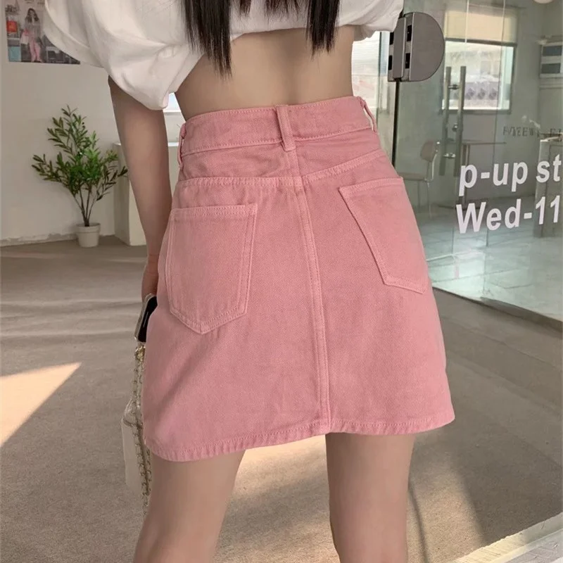 Джинсовая юбка с высокой талией, женская розовая облегающая юбка, летняя юбка трапециевидной формы, смесь хлопка, милая Лолита, сле
Джинсовая юбка с высокой талией, женская розовая облегающая юбка, летняя юбка трапециевидной формы, смесь хлопка, милая Лолита, сле