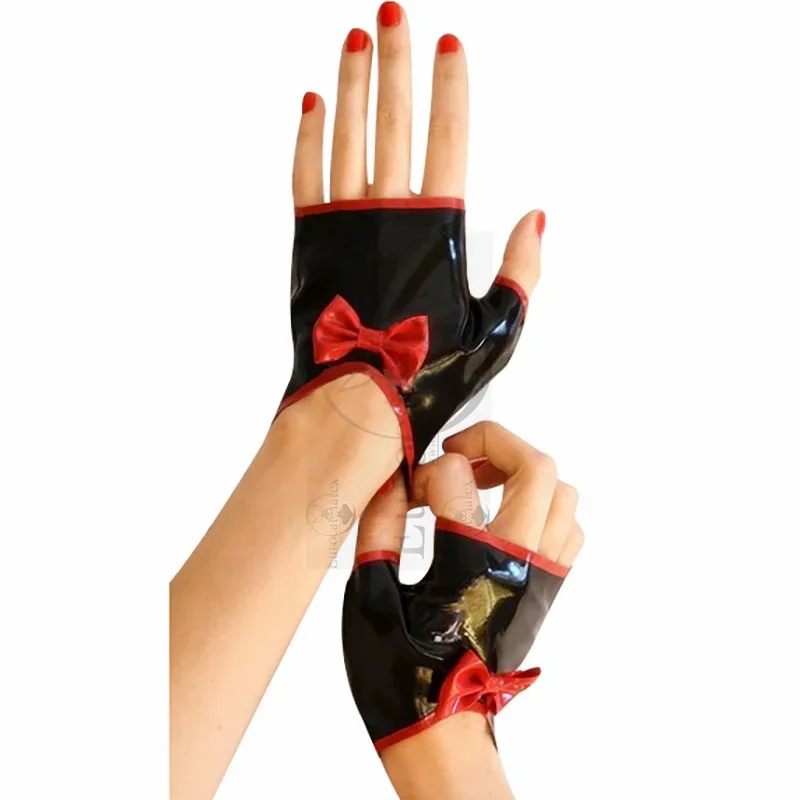 Black And Red Sexy Fingerless Short Latex Gloves With Bows Stripes Domed Rubber Mittens clubwear
Black And Red Sexy Fingerless Short Latex Gloves With Bows Stripes Domed Rubber Mittens clubwear