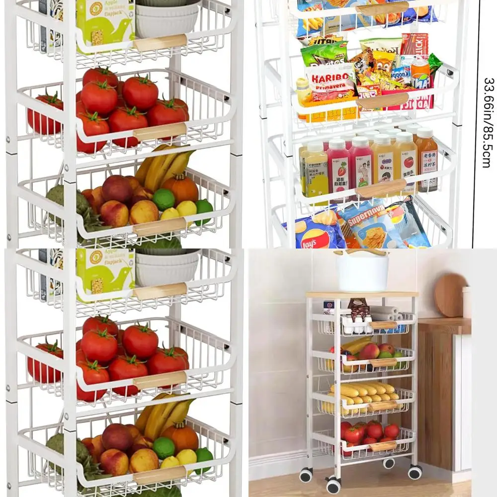 Multi-Tiered Kitchen Cart with Fruit Basket, White, 17x11.9x33.66 Storage Organizer
Multi-Tiered Kitchen Cart with Fruit Basket, White, 17x11.9x33.66 Storage Organizer