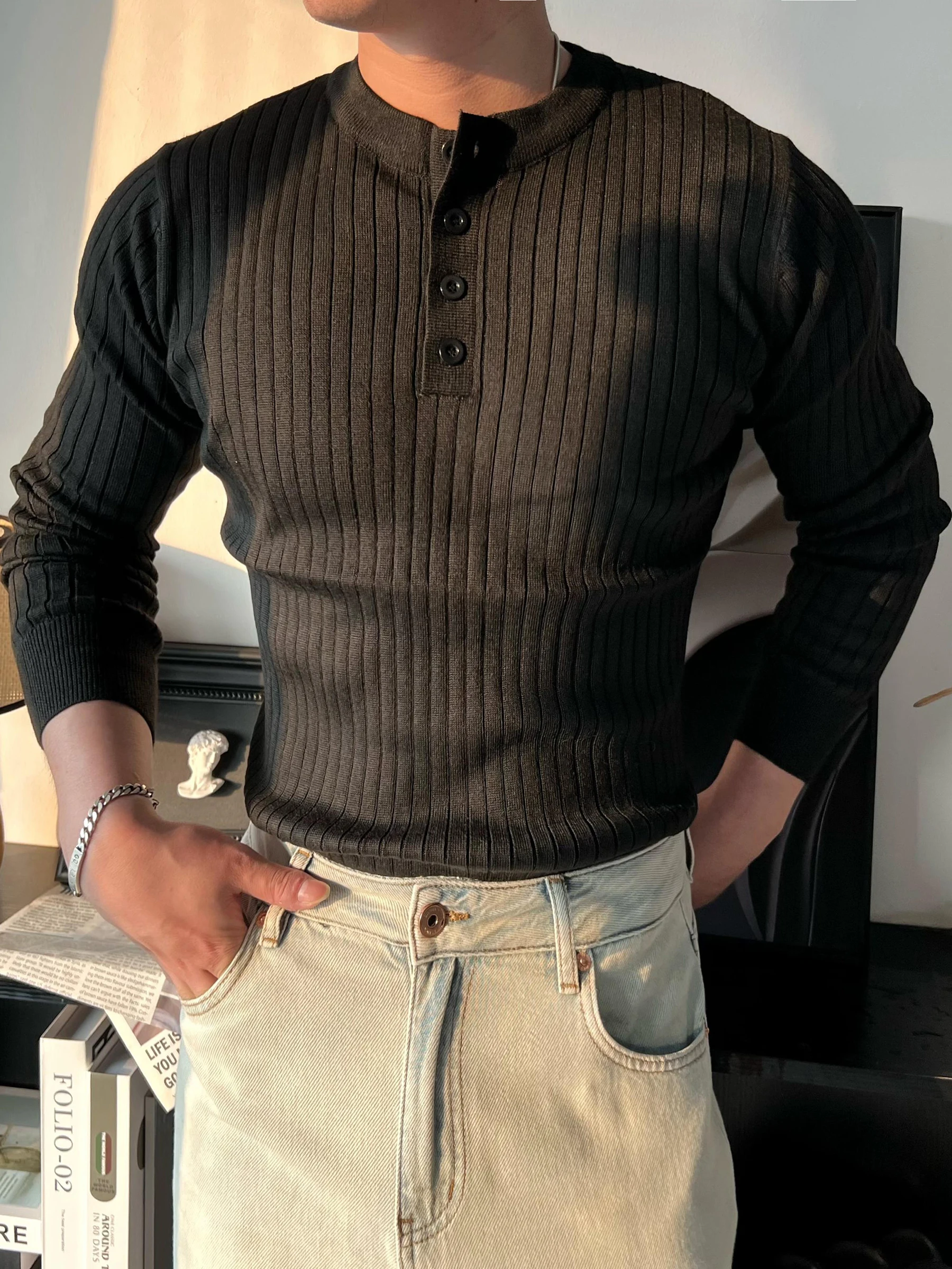 Мужской вязаный свитер в стиле ретро с воротником-стойкой, осенне-зимний, эластичный, облегающий, повседневный, комфортный
Мужской вязаный свитер в стиле ретро с воротником-стойкой, осенне-зимний, эластичный, облегающий, повседневный, комфортный