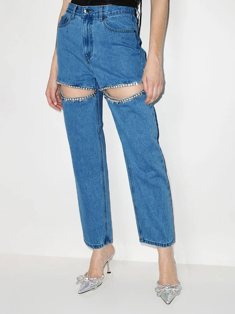 Female Fashion Clothes Hollow Out Patchwork Diamonds Jeans For Women High Waist Spliced Pocket Casual Denim Pants
Female Fashion Clothes Hollow Out Patchwork Diamonds Jeans For Women High Waist Spliced Pocket Casual Denim Pants