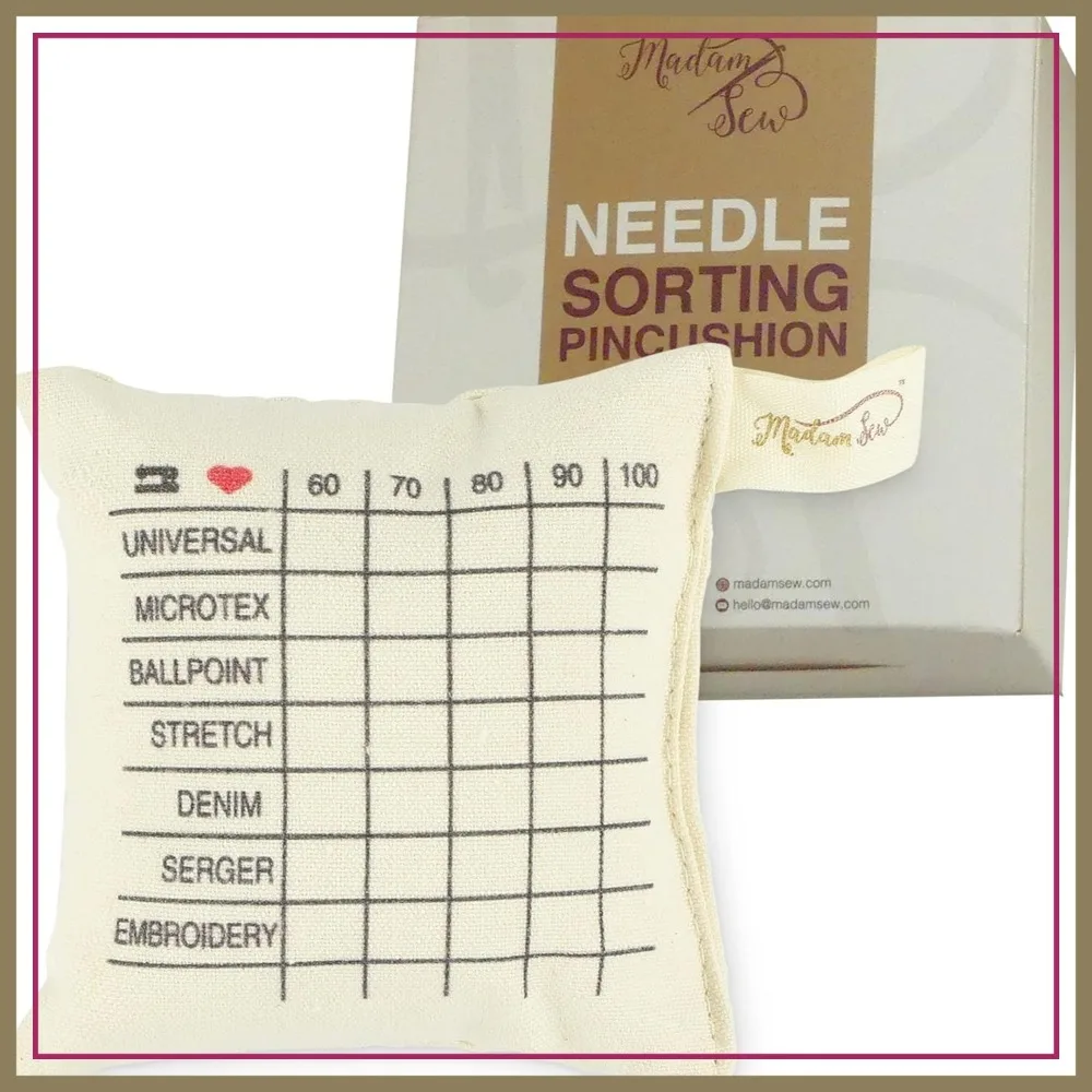 Needle Sorting Pin Cushion – Organizes 5 Sizes & 7 Types of Sewing, Quilting, Embroidery Needles for Fast Identification
Needle Sorting Pin Cushion – Organizes 5 Sizes & 7 Types of Sewing, Quilting, Embroidery Needles for Fast Identification