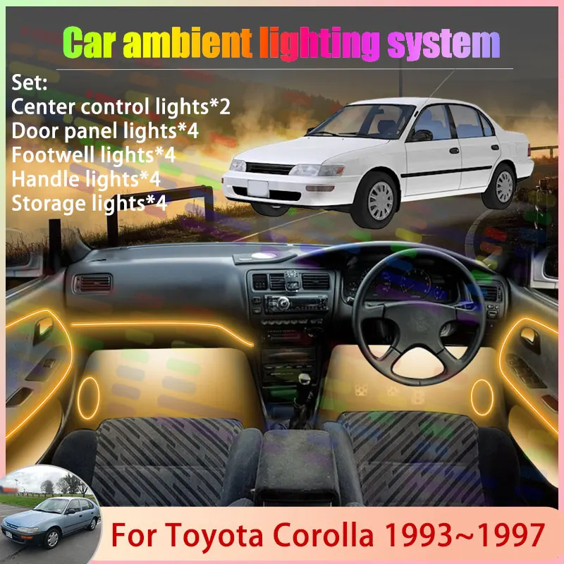 Для Toyota Corolla MK7 E100 1993 ~ 1997 1994 1995 2/18 в 1 автомобильный атмосферный светильник RGB абажур ансамбль стример атмосферный набор
Для Toyota Corolla MK7 E100 1993 ~ 1997 1994 1995 2/18 в 1 автомобильный атмосферный светильник RGB абажур ансамбль стример атмосферный набор