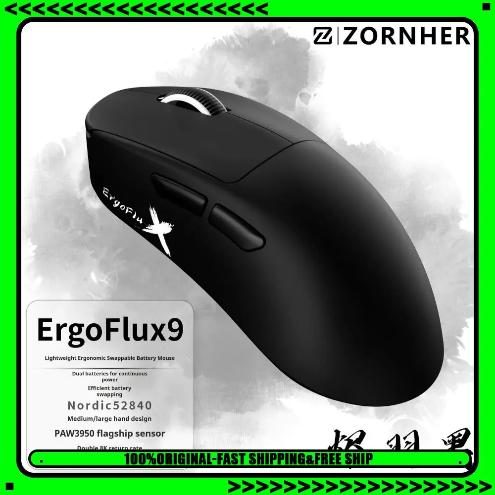 ZORNHER Ergoflux9, трехрежимная беспроводная мышь PAW3950, двойной 8 кГц, эргономичная игровая мышь FPS, 57 г, легкий подарочный ПК
ZORNHER Ergoflux9, трехрежимная беспроводная мышь PAW3950, двойной 8 кГц, эргономичная игровая мышь FPS, 57 г, легкий подарочный ПК