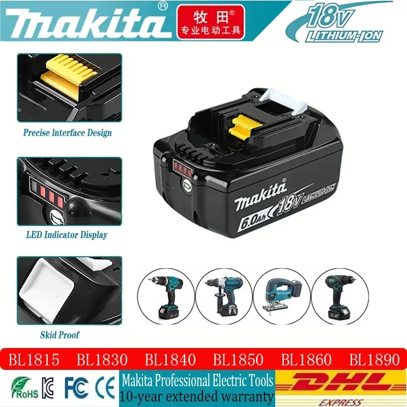 100% Genuine 18V Makita 2Ah/5Ah/6Ah for Makita Battery BL1840 BL1830B BL1850B BL1850 BL1860 BL1815 Replacement Lithium Battery
100% Genuine 18V Makita 2Ah/5Ah/6Ah for Makita Battery BL1840 BL1830B BL1850B BL1850 BL1860 BL1815 Replacement Lithium Battery
