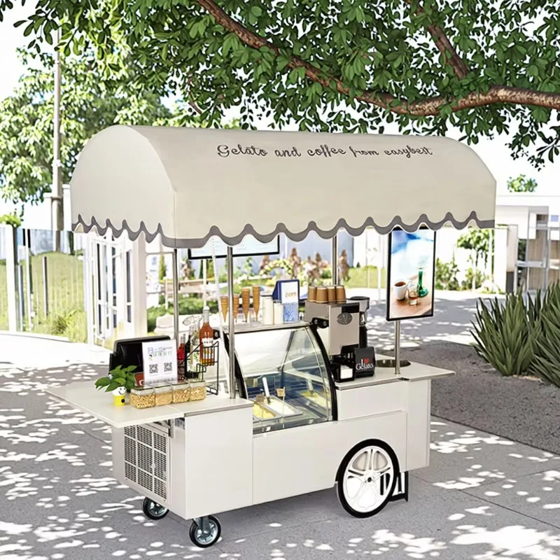 Custom Rolling Commercial Food Cart Convenient Mobile Coffee Trailer Ice Cream Truck Outdoor Multi-Purpose Vending Cart
Custom Rolling Commercial Food Cart Convenient Mobile Coffee Trailer Ice Cream Truck Outdoor Multi-Purpose Vending Cart