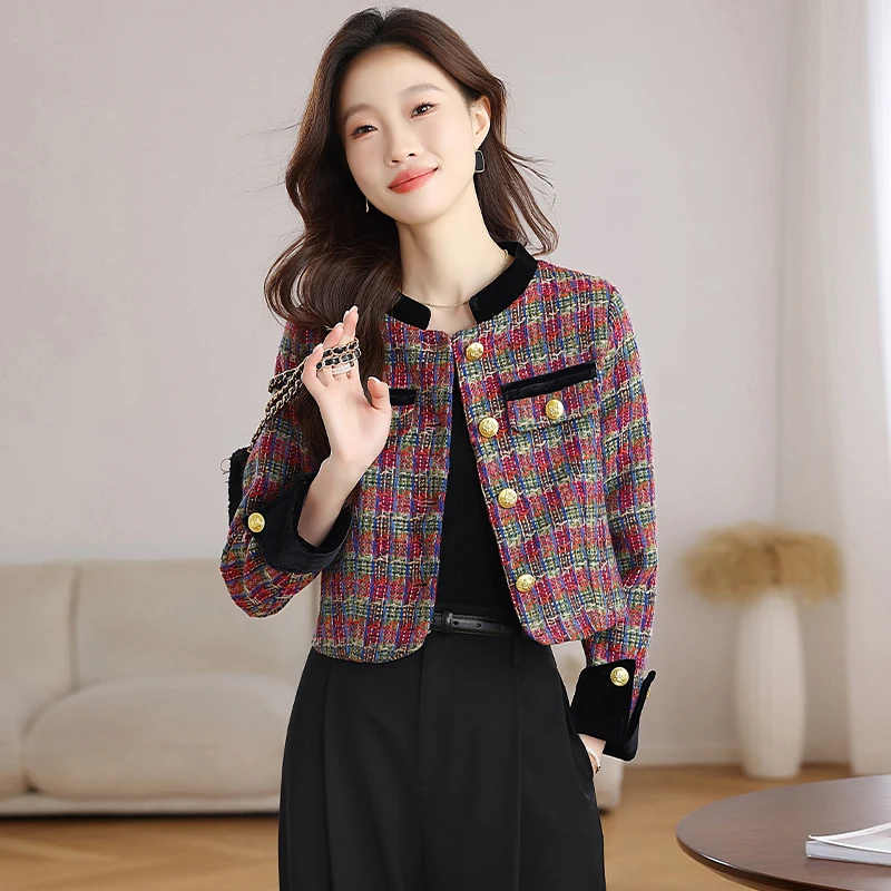 New Autumn Winter Women Single Breasted Slim Short Jacket Coat High Quality Fashion Vintage Mixed Color Plaid Tweed Jacket
New Autumn Winter Women Single Breasted Slim Short Jacket Coat High Quality Fashion Vintage Mixed Color Plaid Tweed Jacket