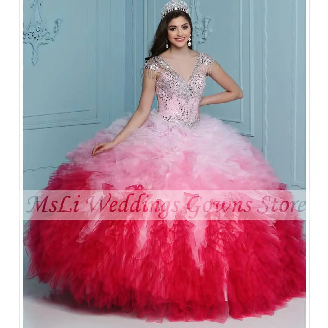 Pink Blue Quinceanera Dresses For Sweet 16 Girls Beads Sequined Princess Ball Gown Birthday Party Prom Dress Vestidos De 15 Años
Pink Blue Quinceanera Dresses For Sweet 16 Girls Beads Sequined Princess Ball Gown Birthday Party Prom Dress Vestidos De 15 Años