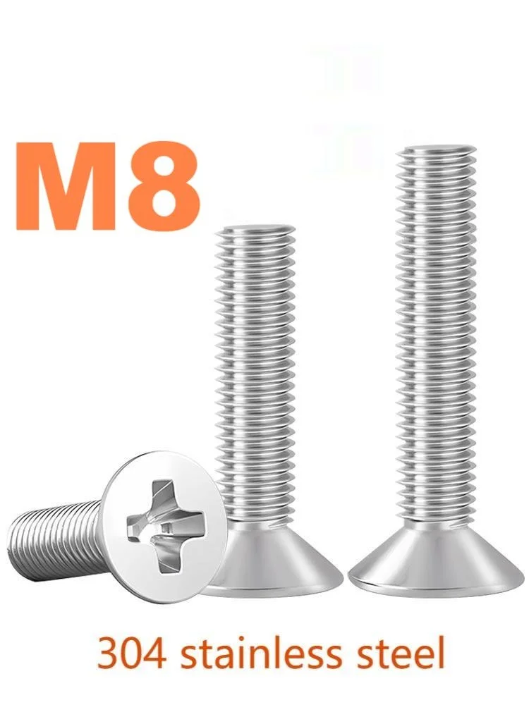 M8 304 stainless steel Cross shaped flat head screw Countersunk screw Length 2/3/4/5/6/8/10/12/14/16mm 2-5-10pcs/lot
M8 304 stainless steel Cross shaped flat head screw Countersunk screw Length 2/3/4/5/6/8/10/12/14/16mm 2-5-10pcs/lot