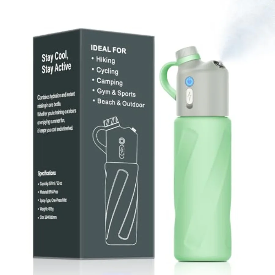 Electric Misting Water Bottle 2-in-1 Insulated Stainless Steel Bottle with Dual-Speed Cool Mist 24hr Cold Retention Leakproof S
Electric Misting Water Bottle 2-in-1 Insulated Stainless Steel Bottle with Dual-Speed Cool Mist 24hr Cold Retention Leakproof S