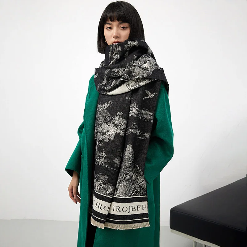Fashion Women's Scarf Long Style Landscape Painting Warm Imitation Cashmere Shawl Autumn Winter Pashmina Ladies Tassel Cloak
Fashion Women's Scarf Long Style Landscape Painting Warm Imitation Cashmere Shawl Autumn Winter Pashmina Ladies Tassel Cloak
