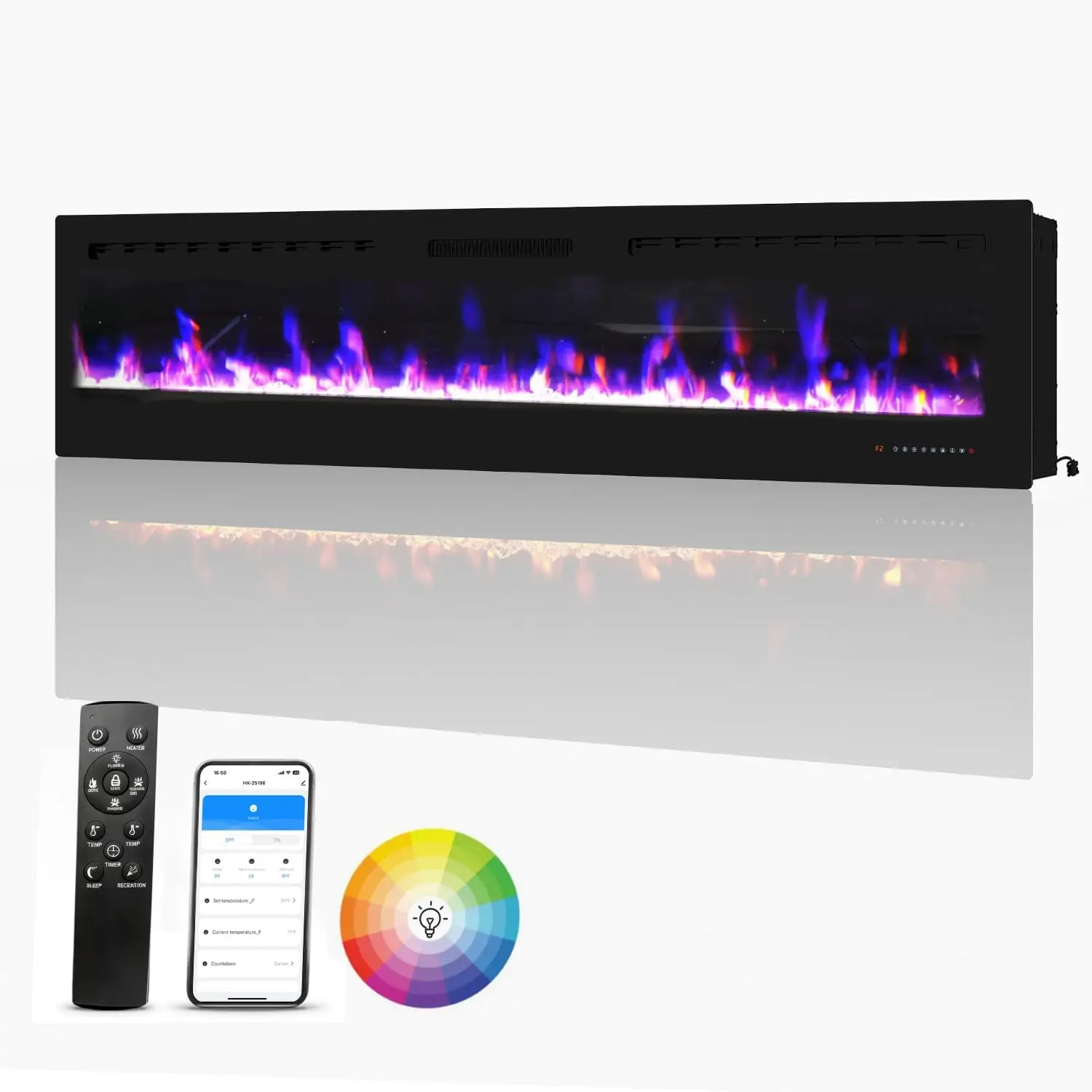 Smart Electric Fireplace - 70 Inch Electric Fireplace Inserts, Wall Mount or in-Wall Recessed
Smart Electric Fireplace - 70 Inch Electric Fireplace Inserts, Wall Mount or in-Wall Recessed