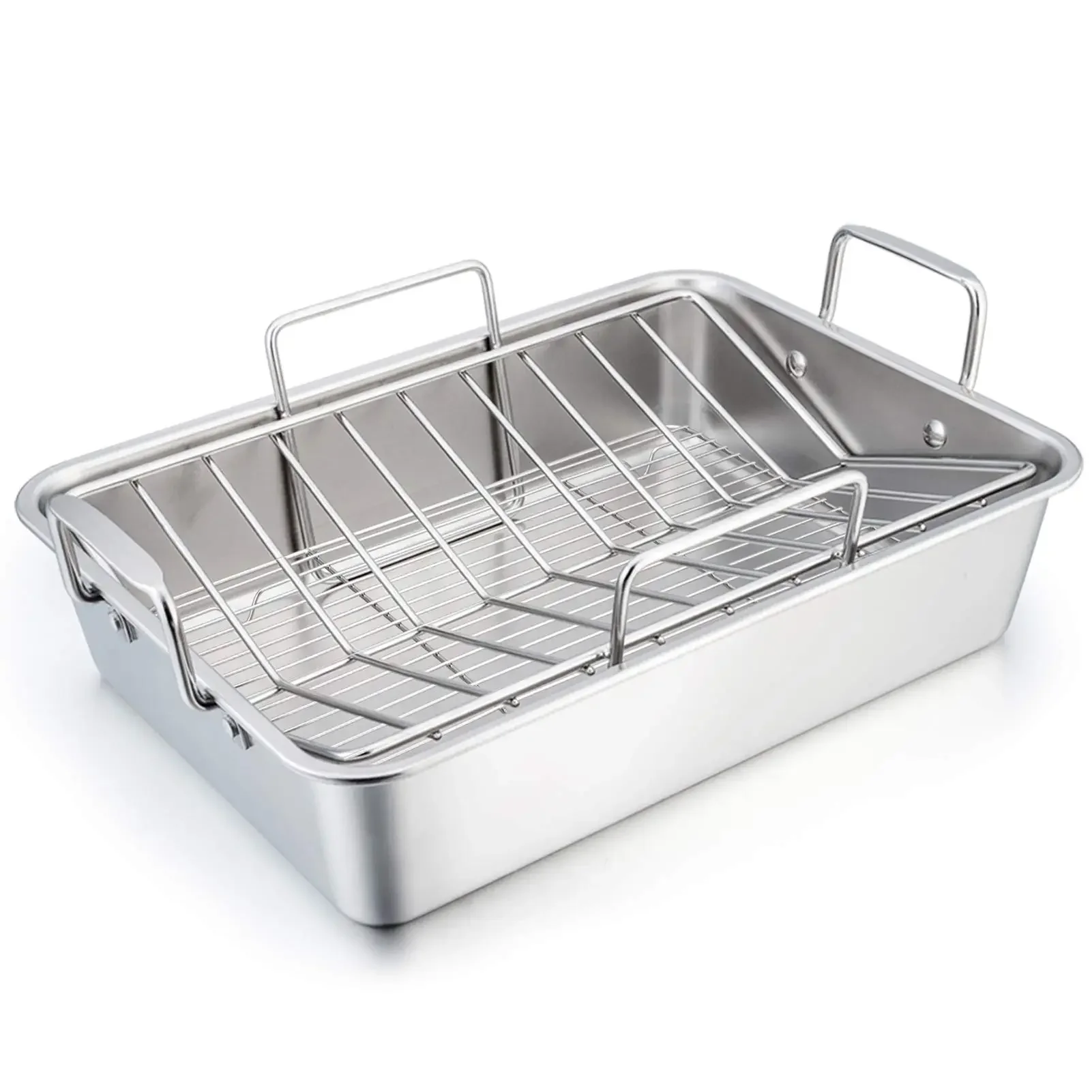 Stainless Steel Turkey Roaster Pan with Baking V-Shaped Baking Rack for Roast Chicken Vegetable Baking Roasting Pan 40x30x10CM
Stainless Steel Turkey Roaster Pan with Baking V-Shaped Baking Rack for Roast Chicken Vegetable Baking Roasting Pan 40x30x10CM