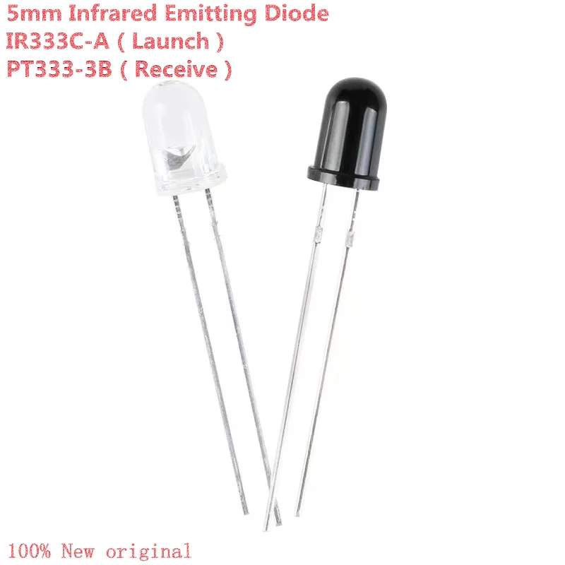 500Pcs 5mm Infrared LED IR333C-A emitter, PT333-3B receiver, wavelength 940nm 100% New
500Pcs 5mm Infrared LED IR333C-A emitter, PT333-3B receiver, wavelength 940nm 100% New