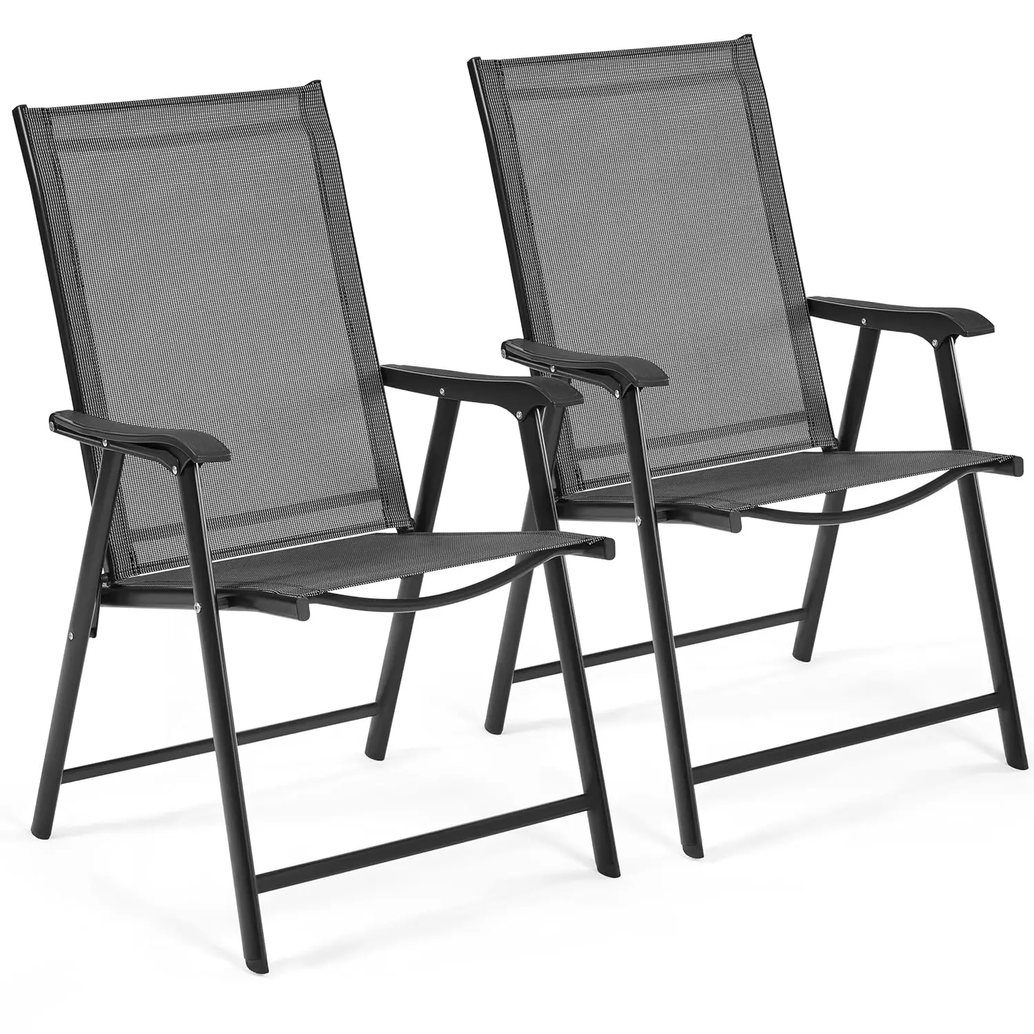 Metal Frame Folding Patio Dining Chairs with Armrests & Backrest for Garden Lawn Yard Poolside Set of 2, Custom
Metal Frame Folding Patio Dining Chairs with Armrests & Backrest for Garden Lawn Yard Poolside Set of 2, Custom
